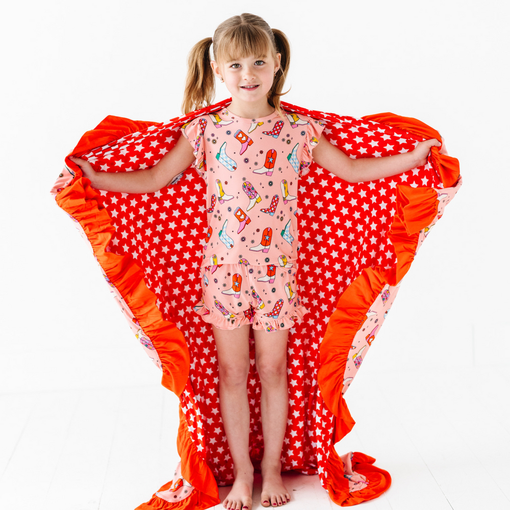 Let's Go (to bed) Girls Ruffle Blanket