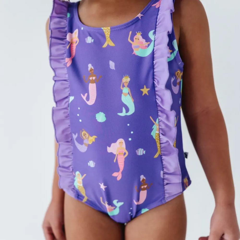 
                      
                        Mermaid in the U.S.A. Swimsuit With Ruffle
                      
                    