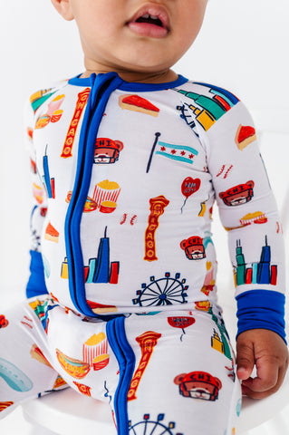 Sweet Home Chicago Convertible Footies - Blue