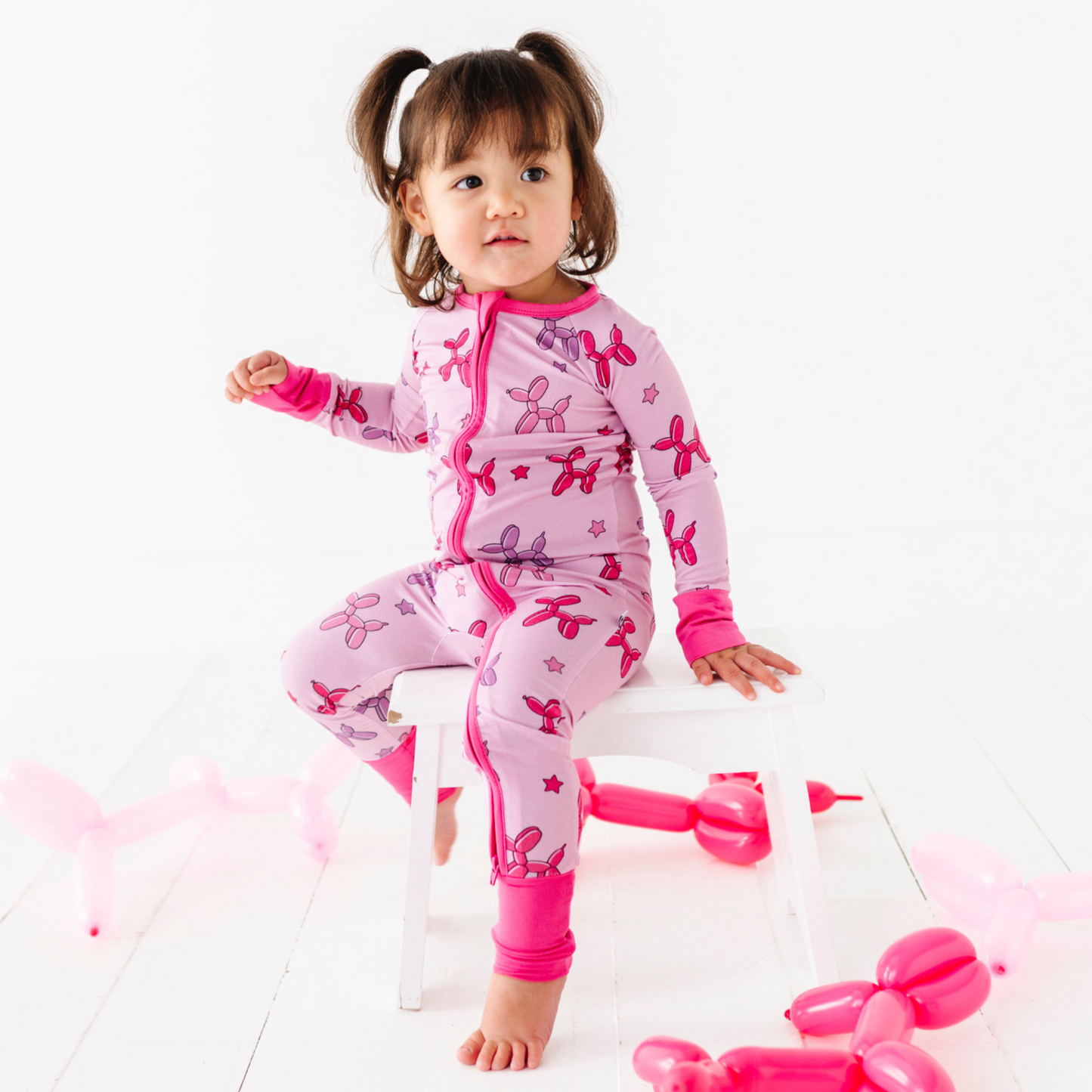 Girl Animal Balloons Convertible Footies