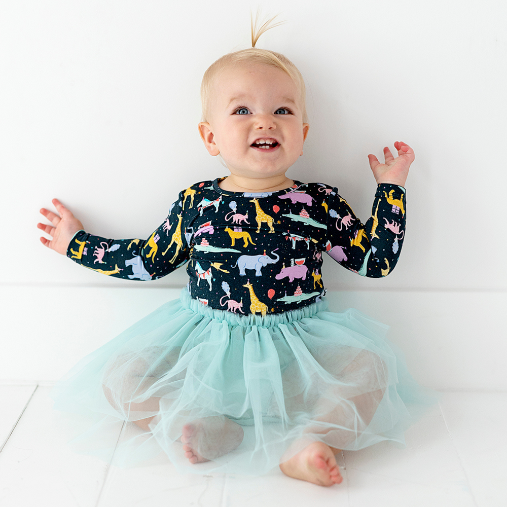 Hippo, Hippo, Hooray! Baby Dress With Tulle