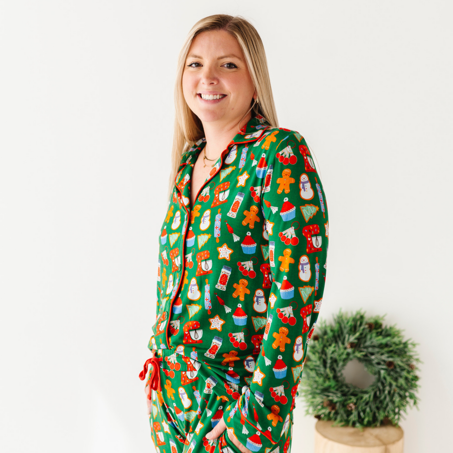 Woman in Christmas Baking Pajamas