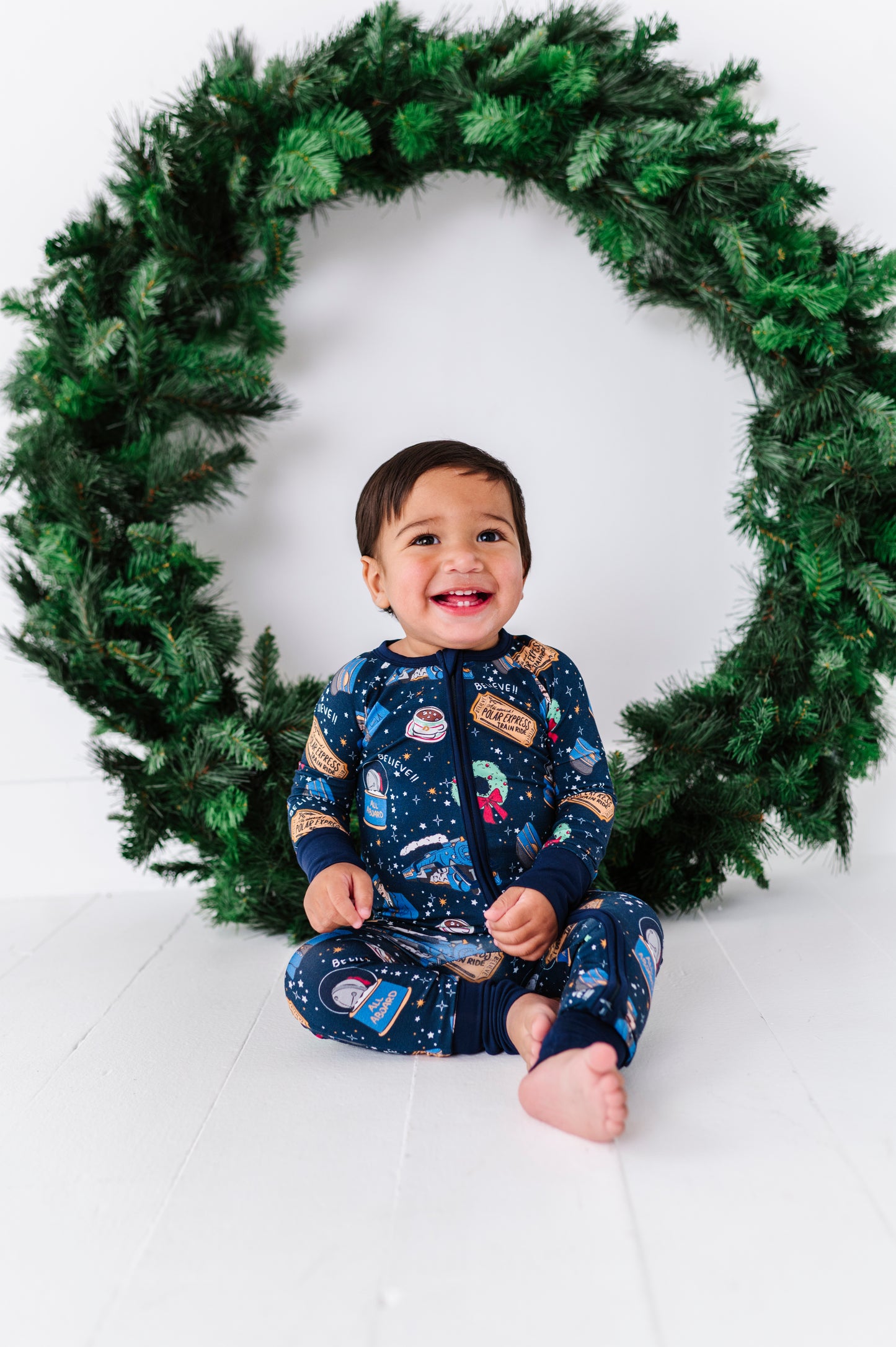 Christmas Train Baby Pajamas by Kiki and Lulu