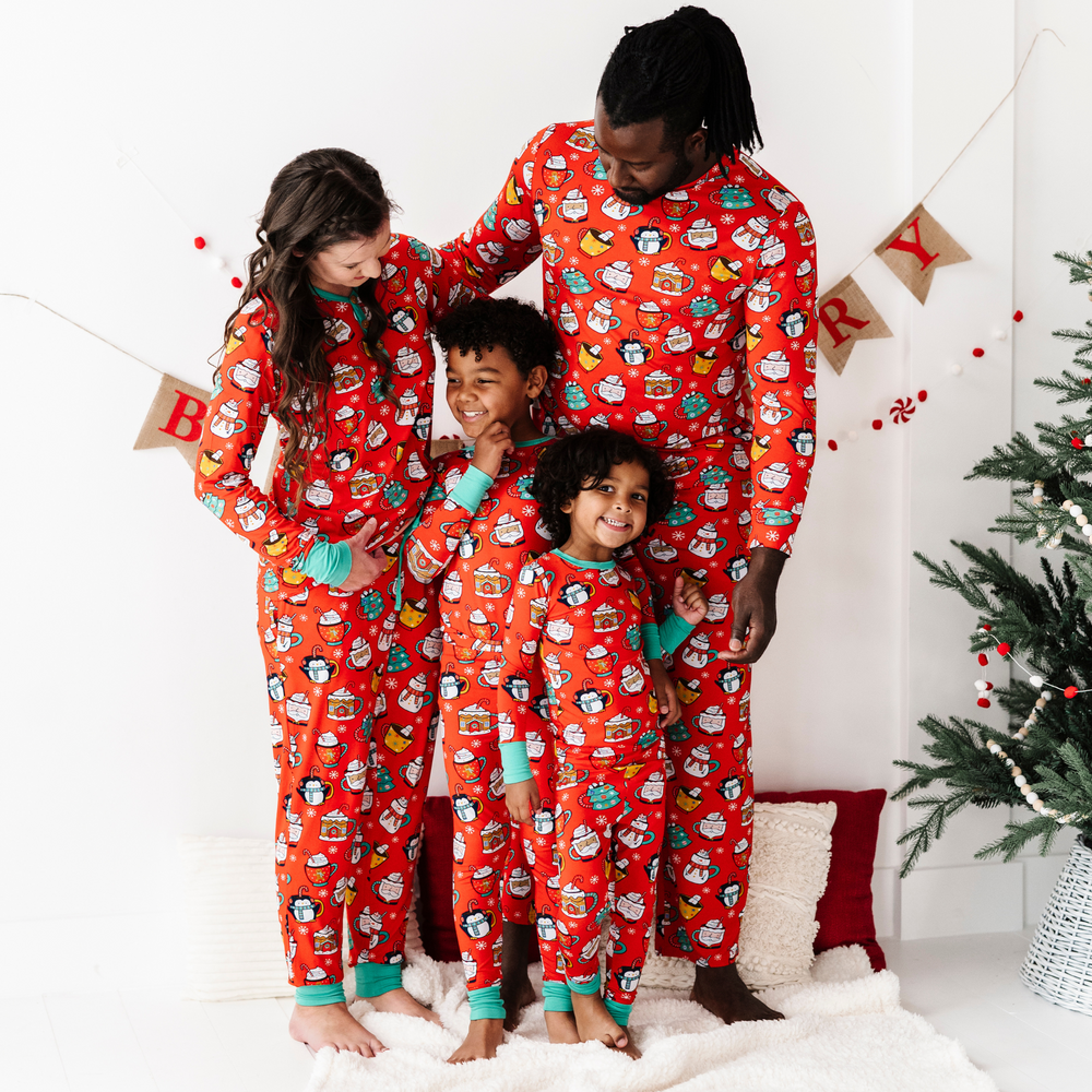 Family in matching christmas pajamas