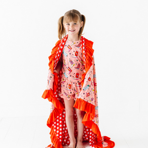 Let's Go (to bed) Girls Ruffle Blanket