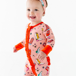 Let's Go (to bed) Girls Convertible Footies with Ruffle