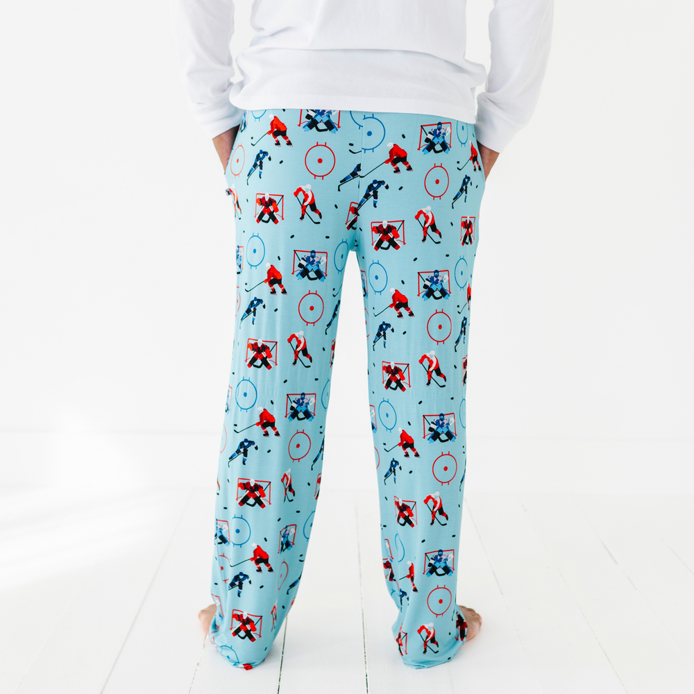 
                      
                        Man in hockey pajama pants
                      
                    