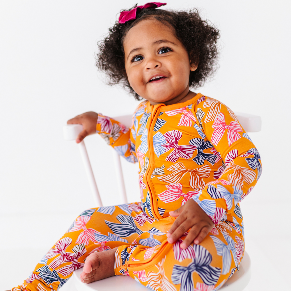 Fall Girls Bow Pajamas Footies