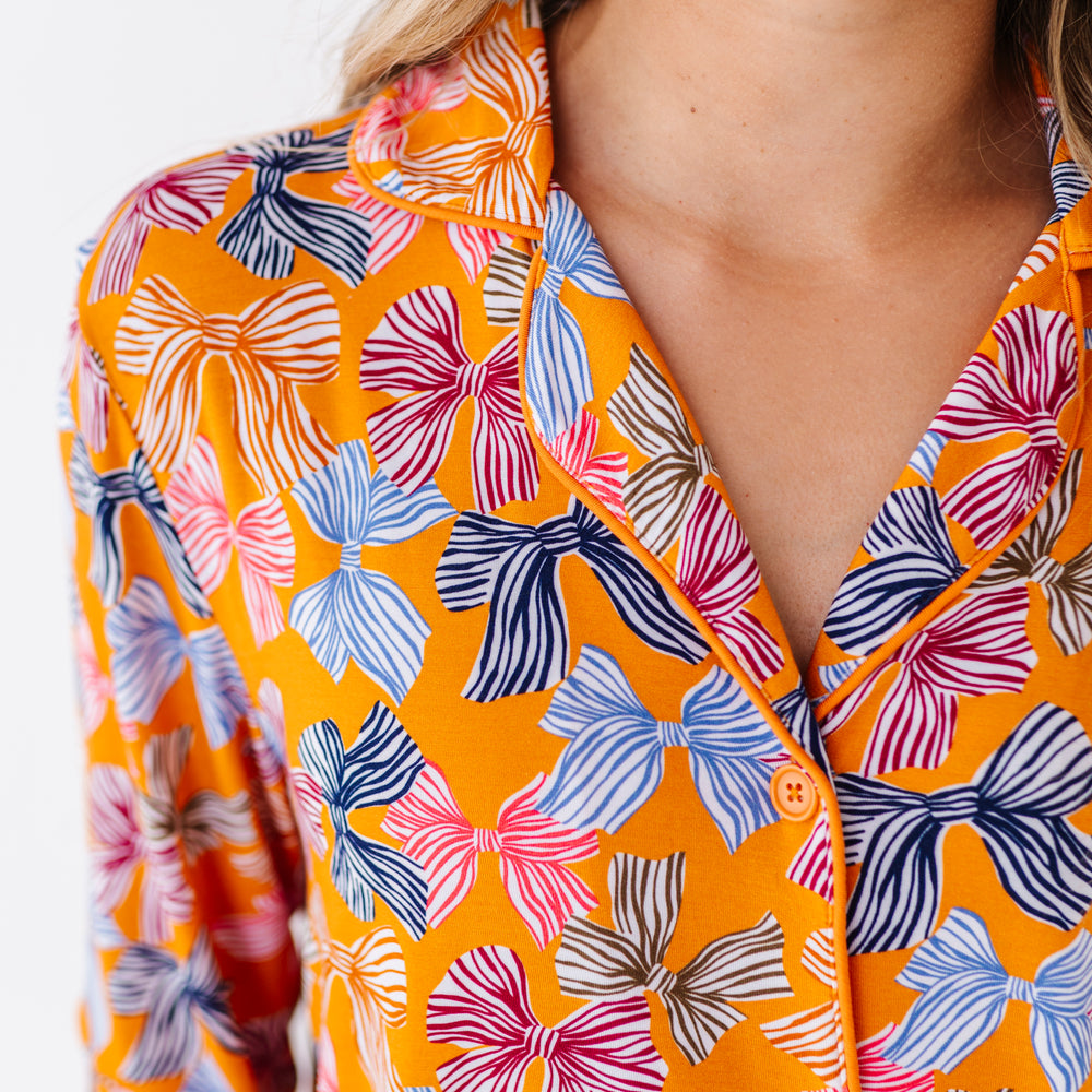 Fall Mustard Bow Mom Pajamas