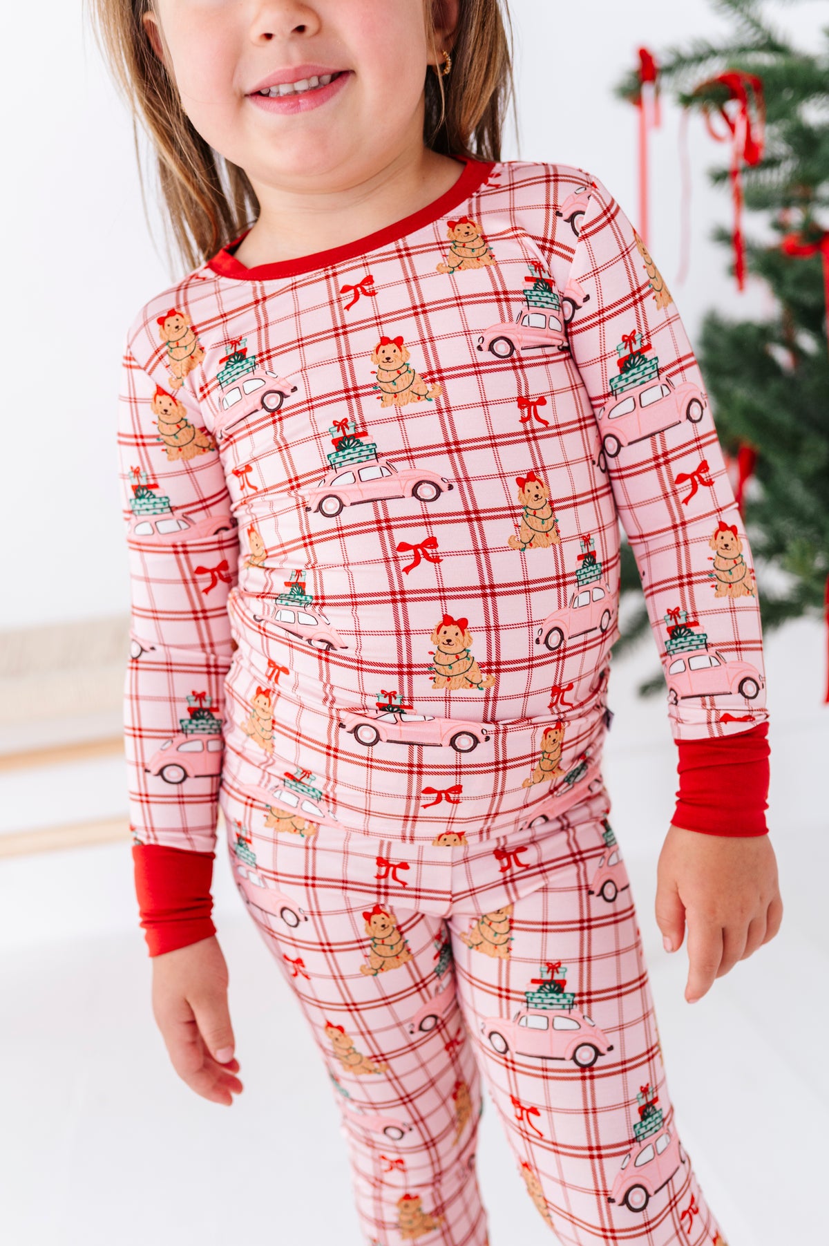 Pink Holly Jolly Doggies Kids Pajamas
