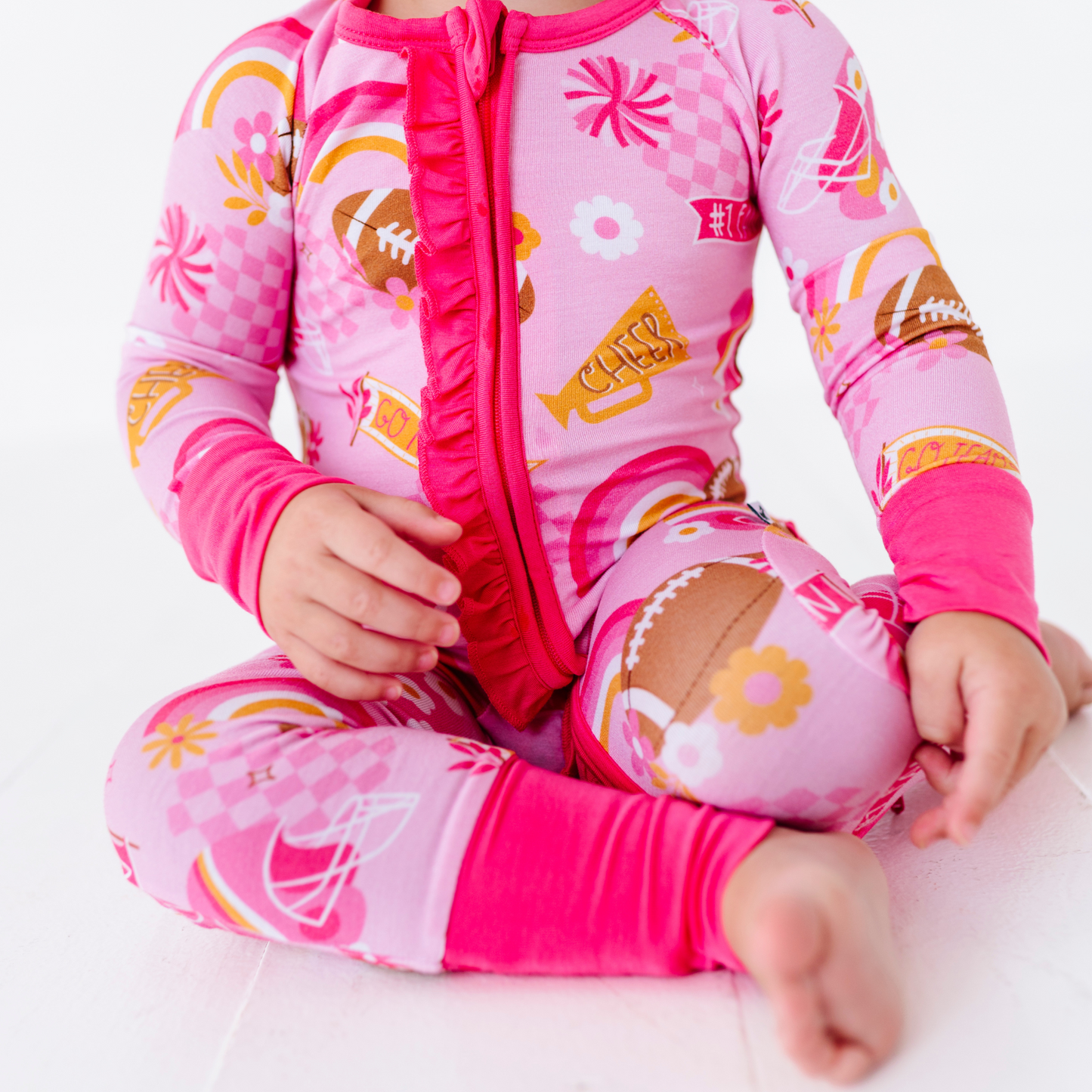 Girls Football footie pajamas