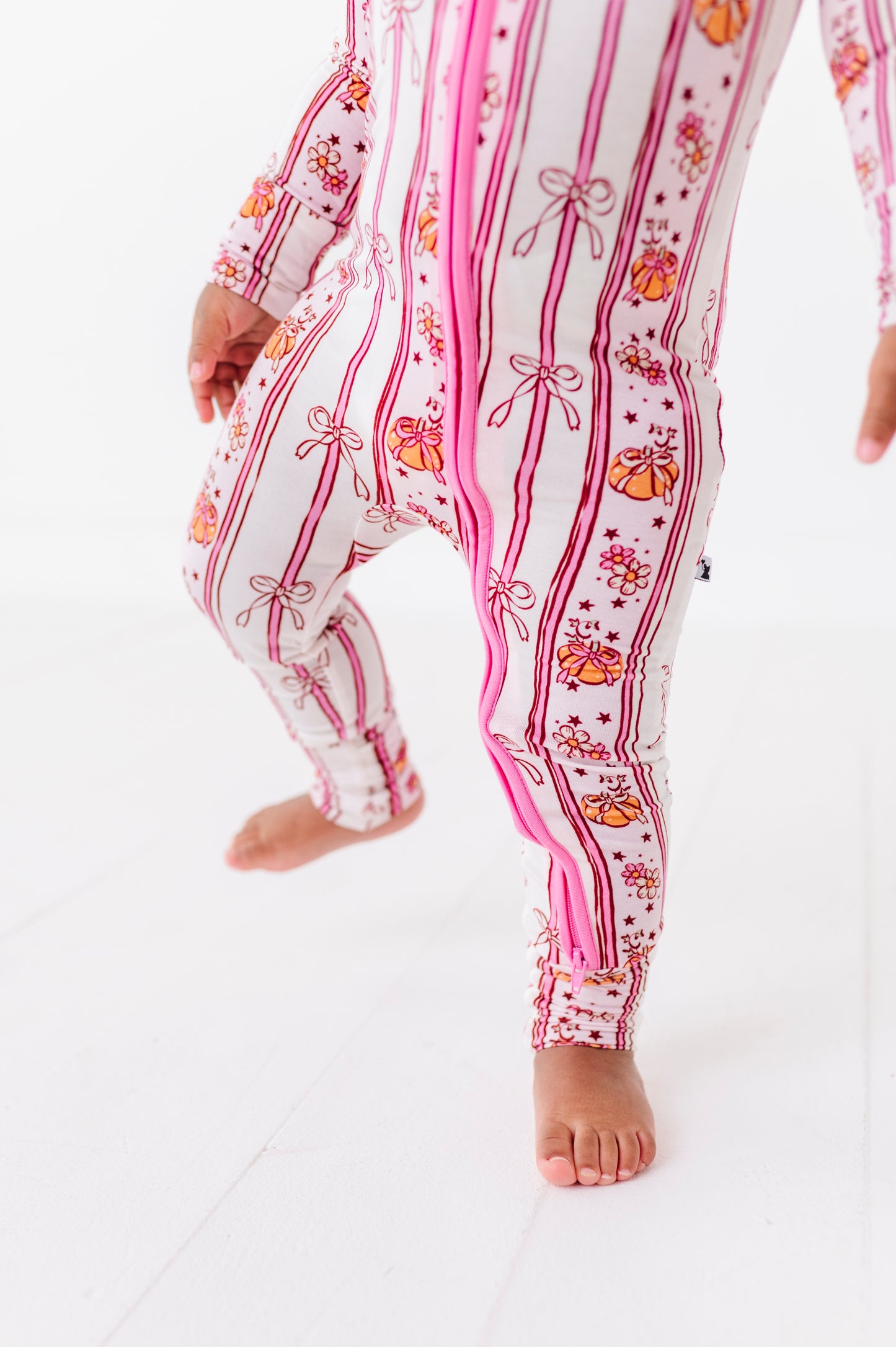 Girls Fall Bow Pumpkin Convertible Footies