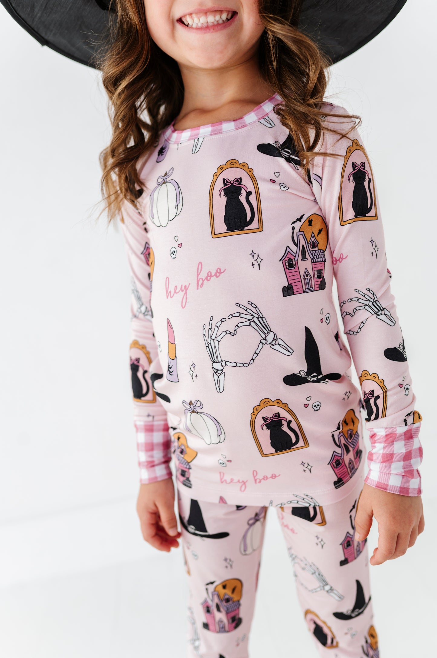Girls Halloween PJs for siblings in soft bamboo fabric