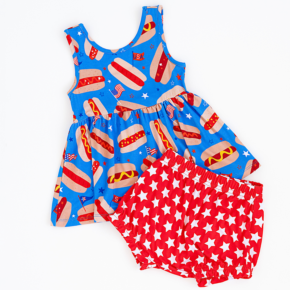 
                      
                        It's The Fourth of July and It Makes Me Want a Hot Dog Real Bad Bummie Set
                      
                    