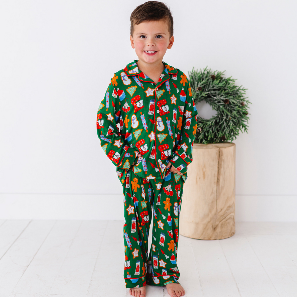 
                      
                        Kids Button Down Christmas Baking Pajamas by Kiki and Lulu
                      
                    