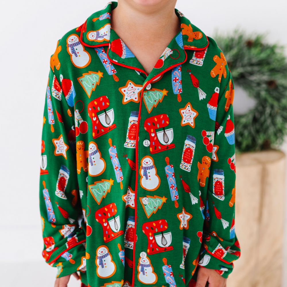 Kids Button Down Christmas Baking Pajamas by Kiki and Lulu