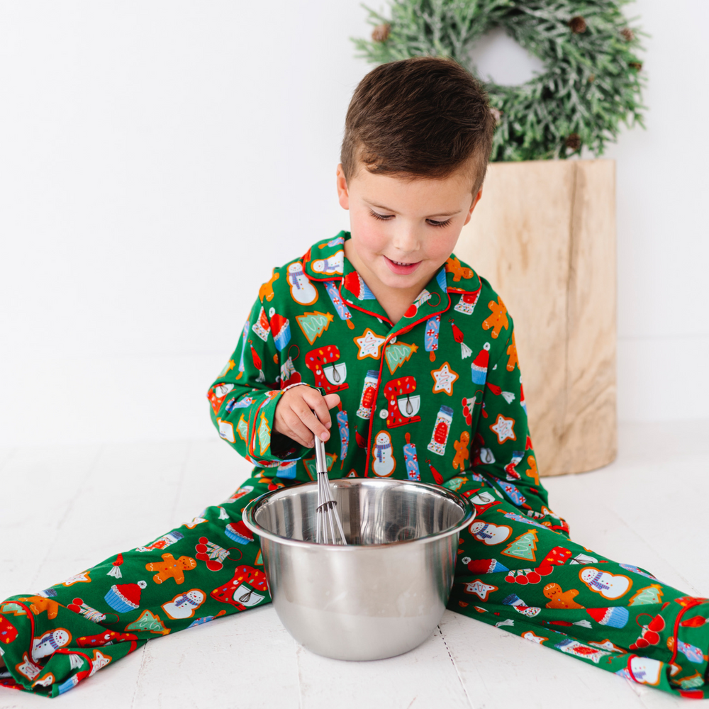 Kids Button Down Christmas Baking Pajamas by Kiki and Lulu