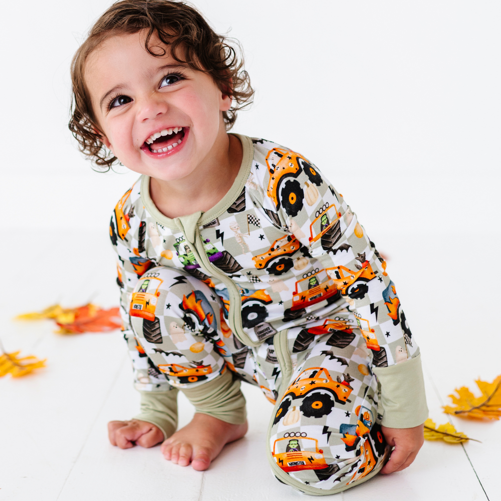 
                      
                        Boy in Halloween Monster Truck Pajamas by Kiki and Lulu
                      
                    