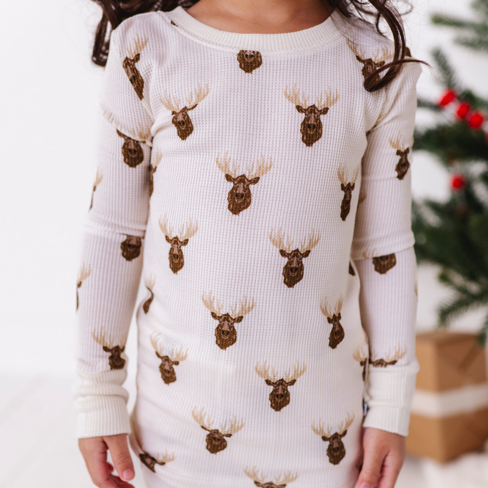 Waffle knit moose pajamas by Kiki and Lulu