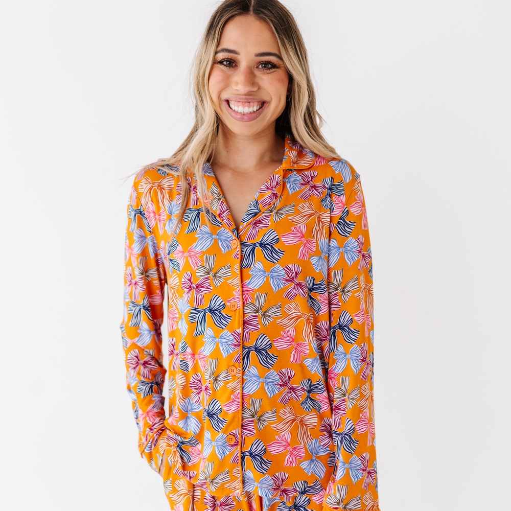 Mustard Bow Mom Pajamas