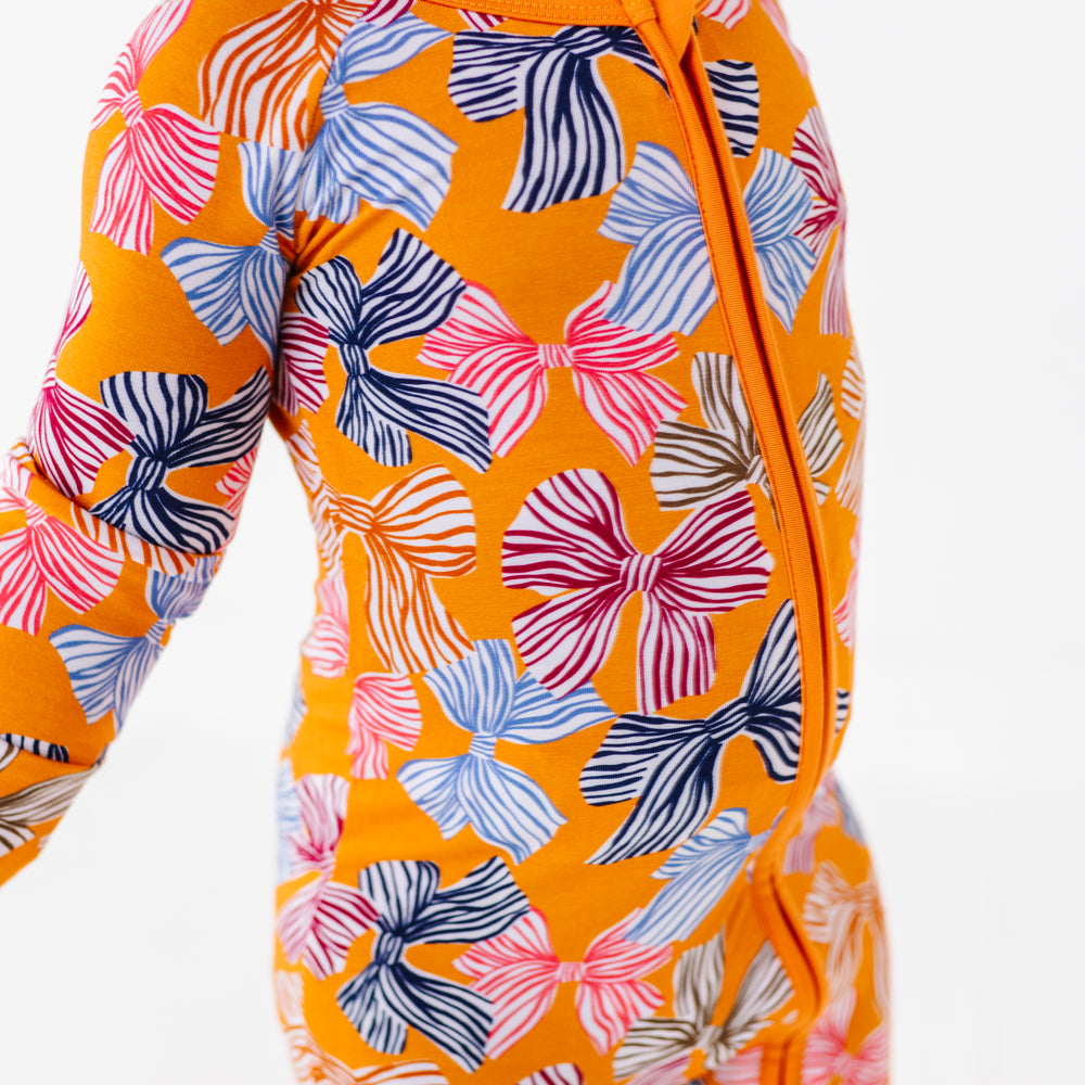 Fall Girls Bow Pajamas Footies