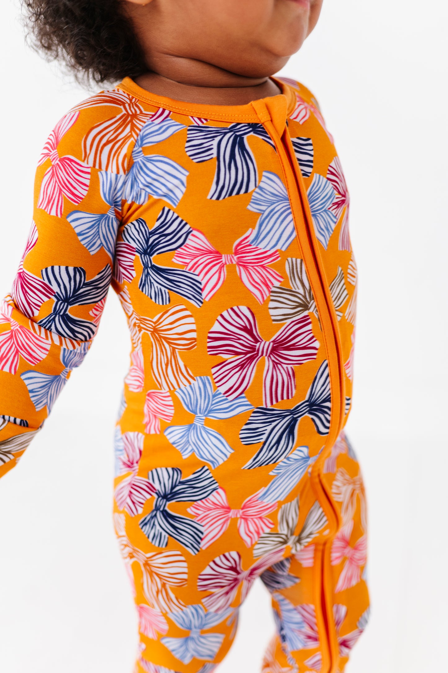 Fall Girls Bow Pajamas Footies