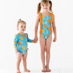 Be My Clementine Girls Swimsuit With Ruffle