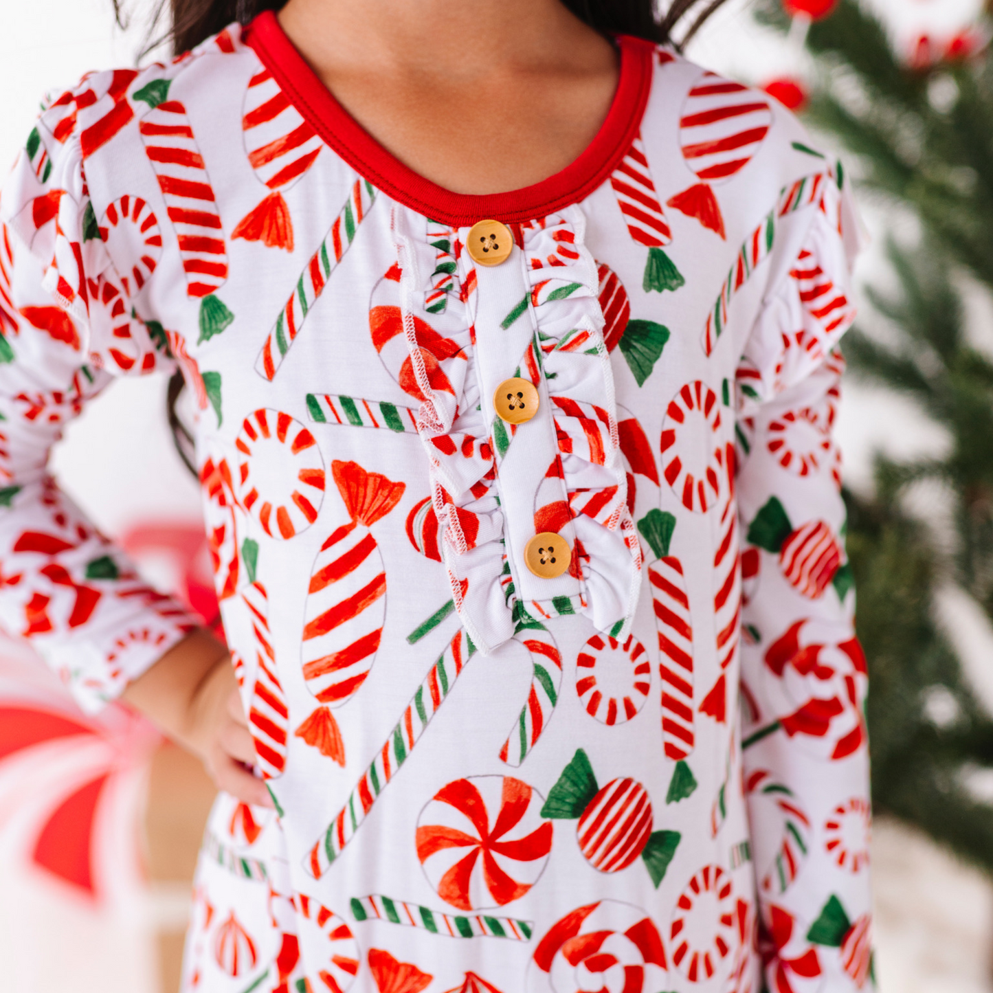 Peppermint Christmas girls nightgown