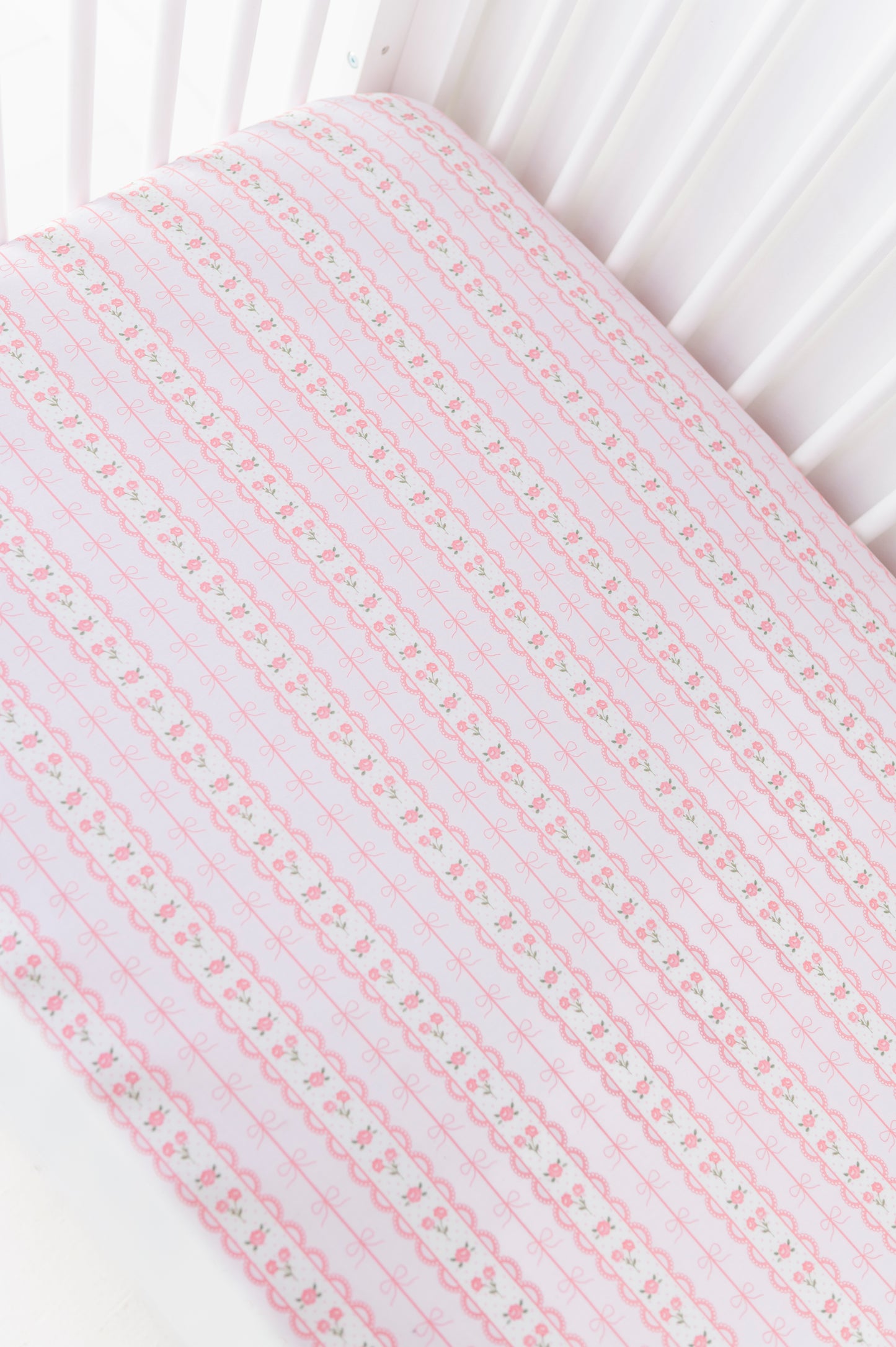 Forget Me Knot Pink Crib Sheet