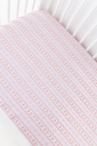 Forget Me Knot Pink Crib Sheet