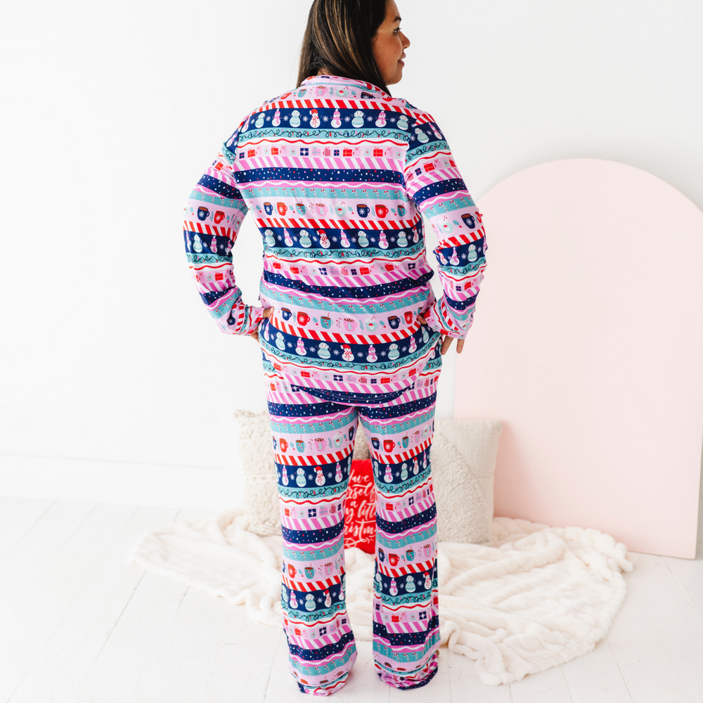 
                      
                        Woman in Pink Fair Isle Pajamas by Kiki and Lulu
                      
                    