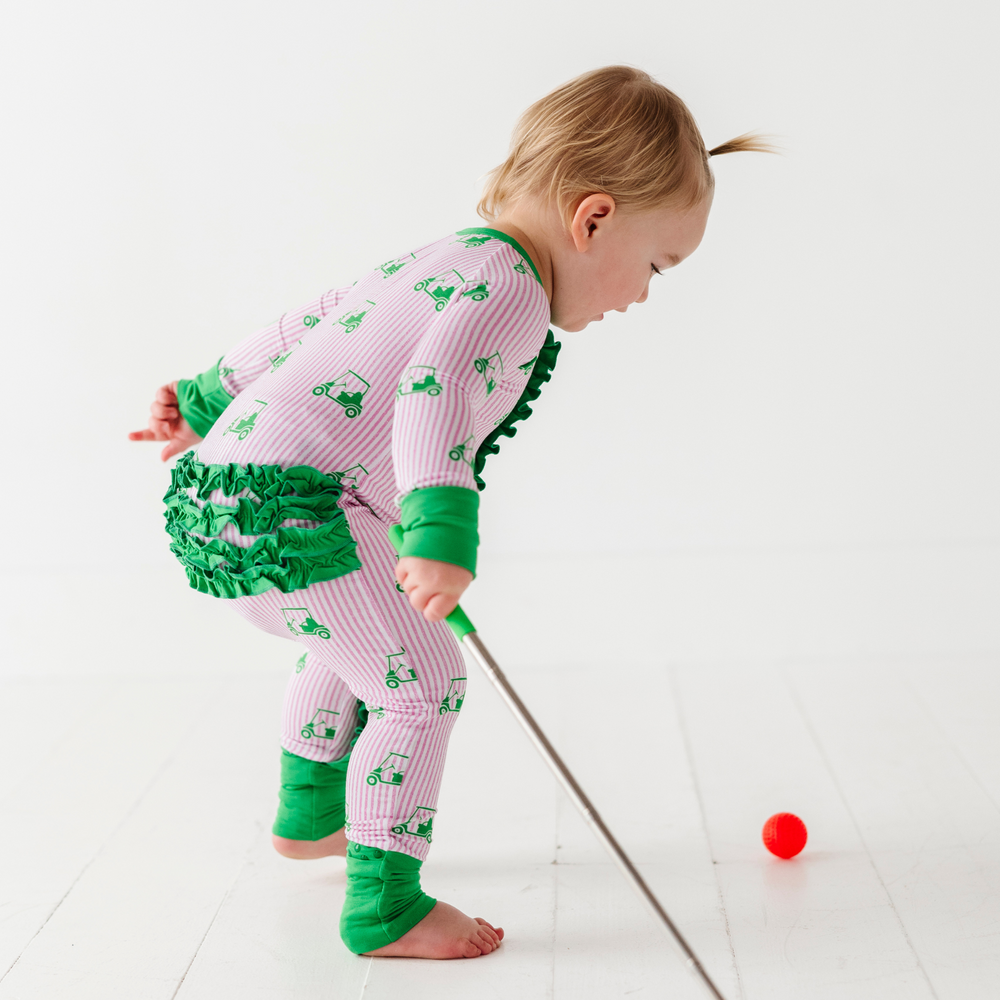 
                      
                        Who's Your Caddy? Pink Golf Convertible Footies with Ruffle
                      
                    