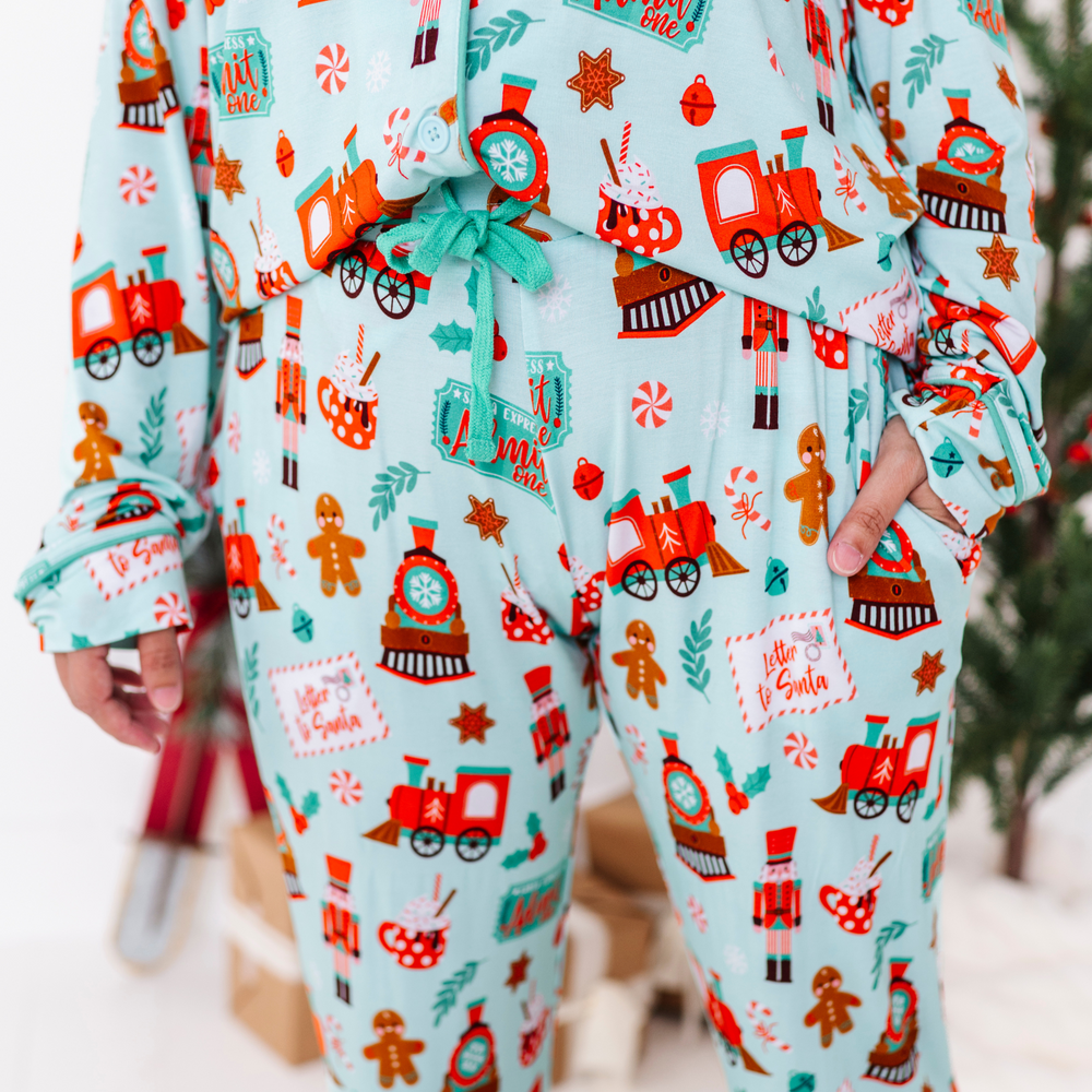 
                      
                        Woman in Polar Express Pajamas 
                      
                    