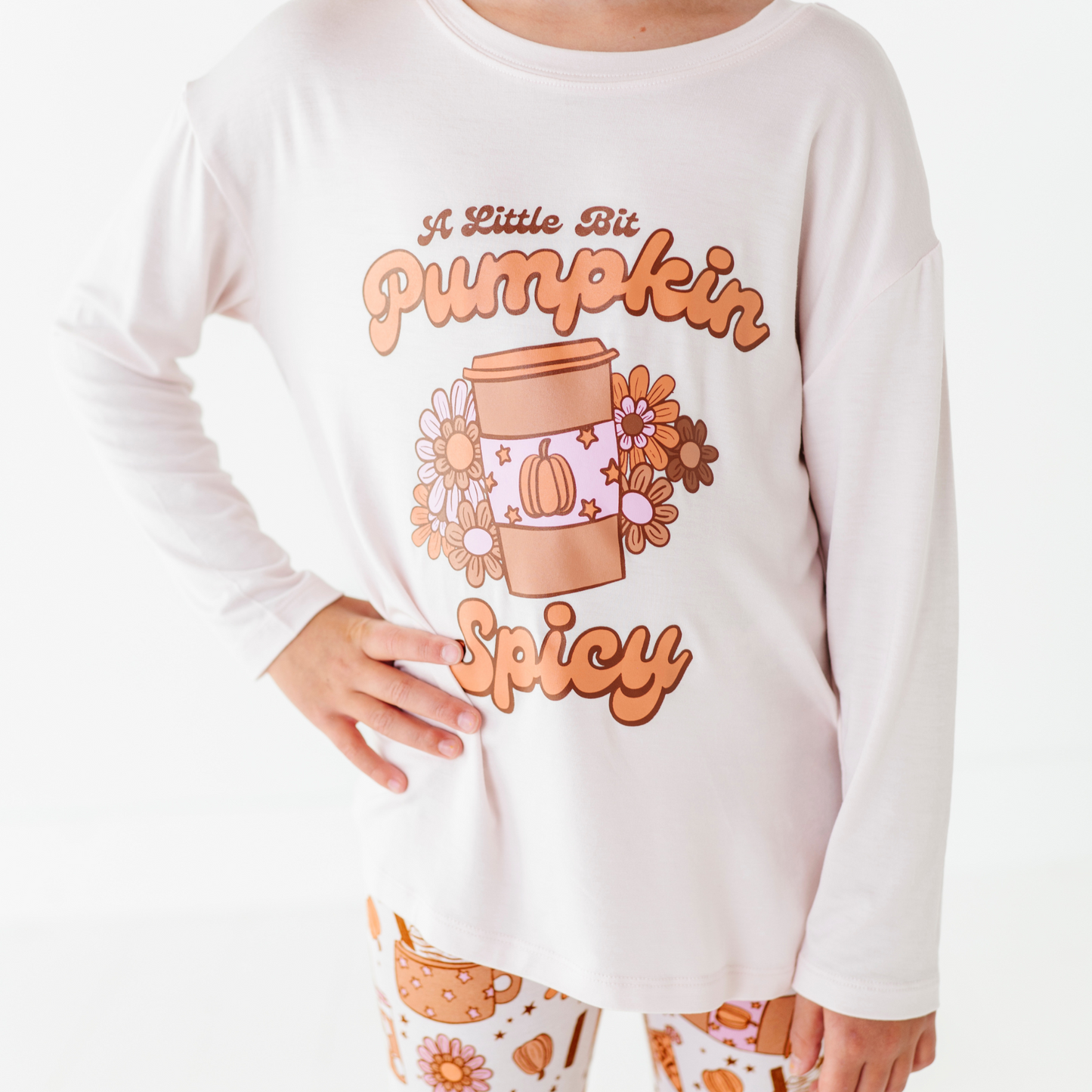 Girl in pumpkin spice latte set