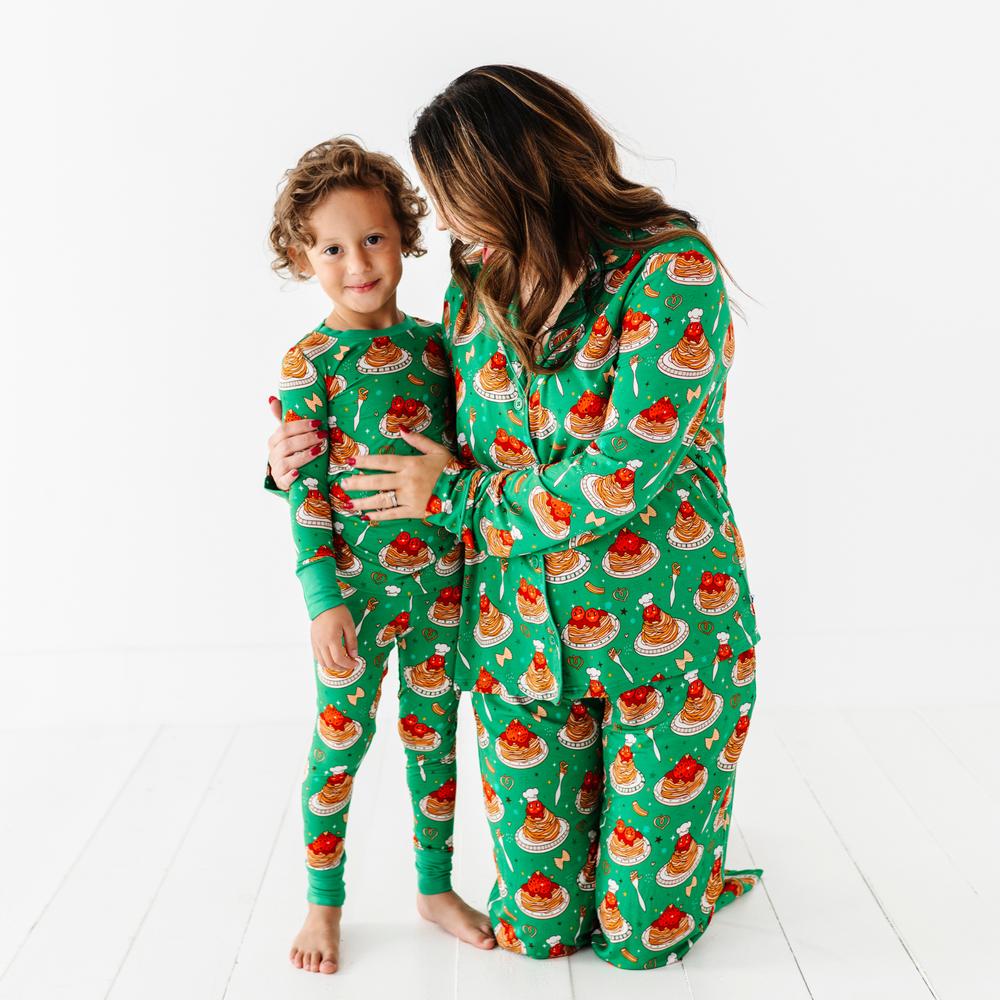 
                      
                        Mom wearing spaghetti pajamas by Kiki and Lulu
                      
                    