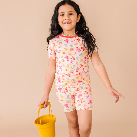 Shell We Go to Bed Pink Short Set Pajamas