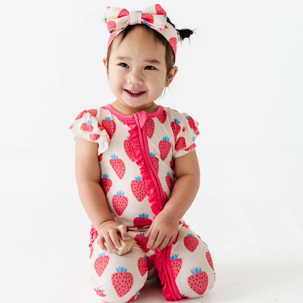 
                      
                        You're My Jam Strawberry Short Sleeve Ruffle Romper
                      
                    