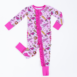 No Place Like Home Pink Convertible Footies with Ruffle